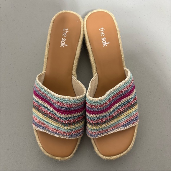 The Sak Colorful Multicolor Knit Slip On Slide Sandals Wedges Women's 11 - Picture 3 of 11